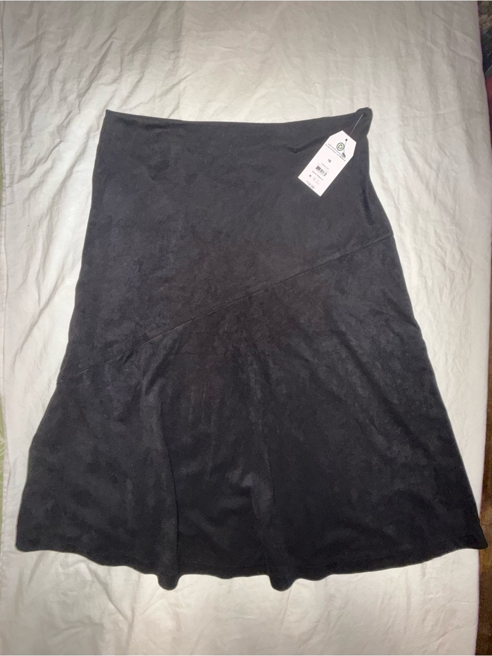 Time and Tru Black A-Line Skirt with Diagonal Seam Western Super Soft Size 16